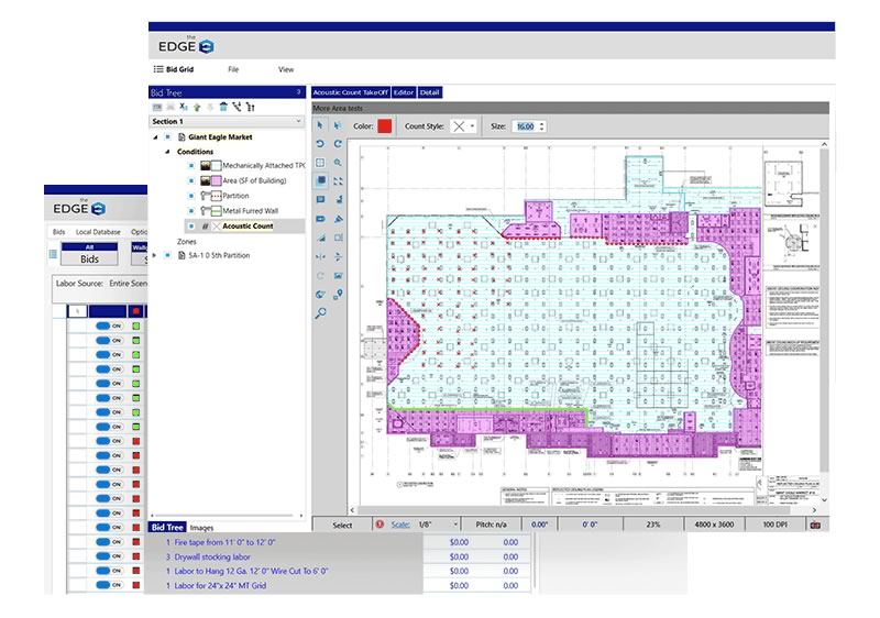 edge roofing software screen layout